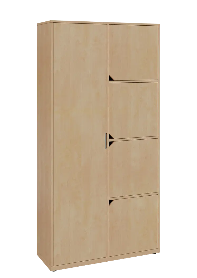 KSR6-82 L skříň šatní, 1x výsuvné ramínko, 4x dvířka, 2053x1022x400 mm, provedení levé, bříza světlá